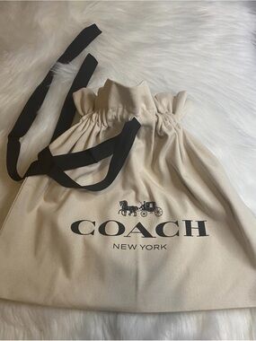 Coach-Cream Canvas Tote Dust Bag with Black Drawstring. New wo Tag